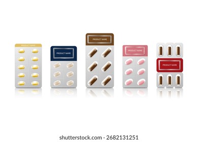 Modelo vetorial de renderização 3D de um PTP alimentar funcional saudável (Press-Through Pack).