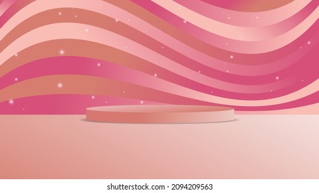 3D rendering of very peri color palette. Minimal scene with podium for kids or baby product, present background. Product presentation, mock up, show cosmetic product, Podium, layout, stage pedestal