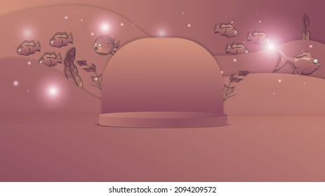 3D rendering of very peri color palette. Minimal scene with podium for kids or baby product, present background. Product presentation, mock up, show cosmetic product, Podium, layout, stage pedestal