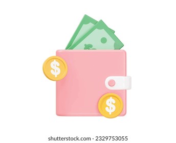 3d rendering wallet icon illustration transparent