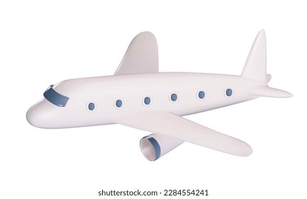 3D rendering of a white flying aircraft. vector illustration