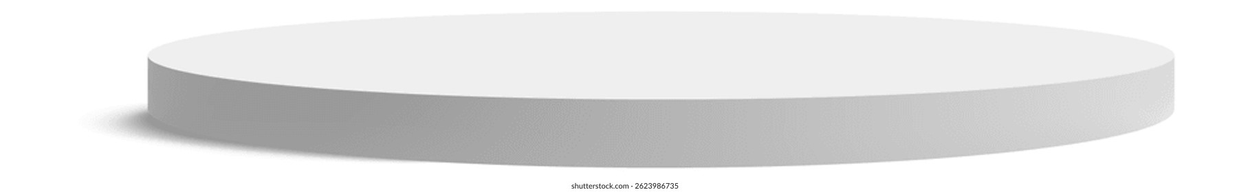 3d rendering of a white thick cylinder casting a shadow on a white background, perfect for showcasing products or creating minimalist compositions