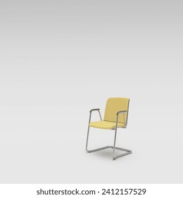 3D rendering of a yellow chair on a white background