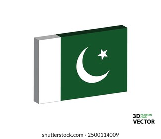 3D representation of the national flag of Pakistan, 3D perspective Pakistan flag