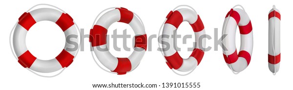 3d救助ライフベルトイラスト 救命ボート ブイの5つの異なる視点