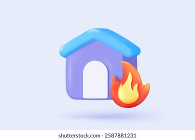 3D residence for personal loan with insurance protection icon signs. mortgage housing to money, mansion rental property of invest profit financial. 3d real estate icon vector render illustration