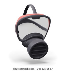 3D respirator with protective eye shield. Vector equipment, front view