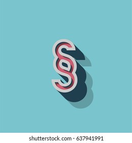3D retro character from a typeface, vector illustration