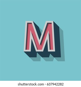 3D retro character from a typeface, vector illustration