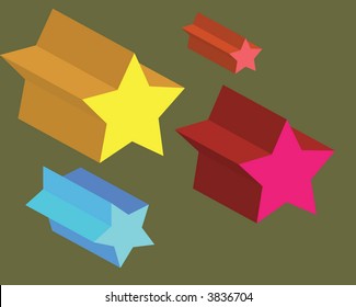 3d retro colorful stars