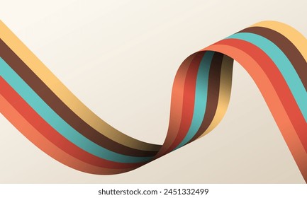 3d retro colorful wavy ribbon background