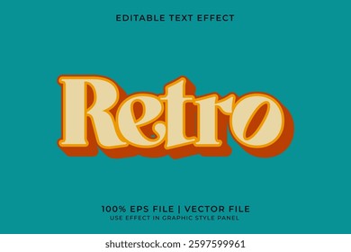 3D Retro Editable Text Effect. Editable Retro font Template