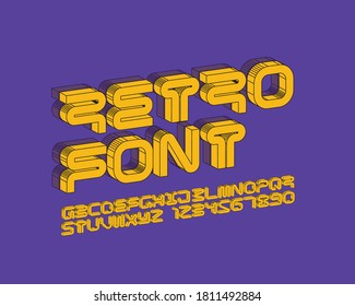 3D Retro font set in vector format