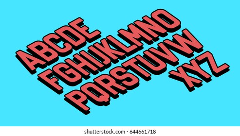3D retro font vector aphabet. 