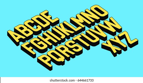 3D retro font vector aphabet. 