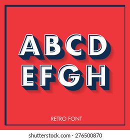 3d Retro Font/typeface/typography/lettering Vector/illustration A,b,c,d,e,f,g,h,