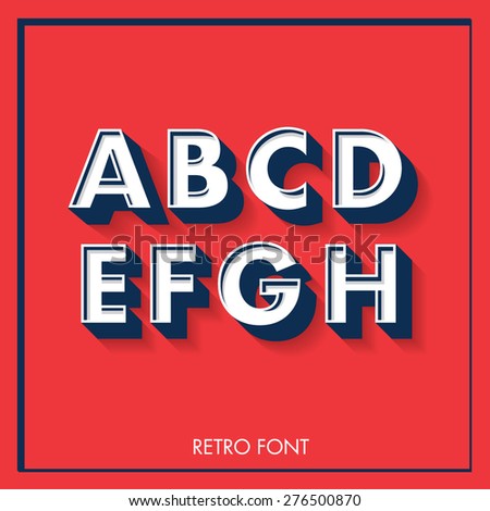 3d retro font/typeface/typography/lettering vector/illustration a,b,c,d,e,f,g,h,