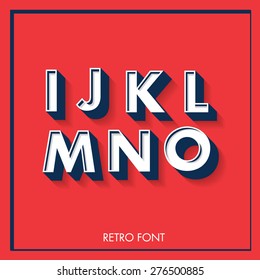 3d retro font/typeface/typography/lettering vector/illustration i,j,k,l,m,n,o