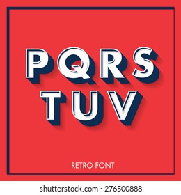 3d Retro Font/typeface/typography/lettering Vector/illustration P,q,r,s,t,u,v