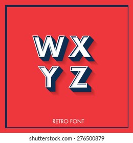 3d retro font/typeface/typography/lettering vector/illustration w,x,y,z