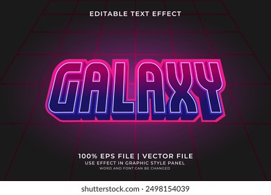 3D Retro Futuristic Galaxy Text effect editable vector