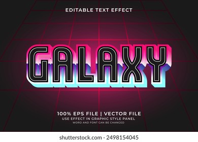 3D Retro Futuristic Galaxy Text effect editable vector