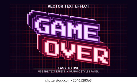 3d retro game over editable text effect