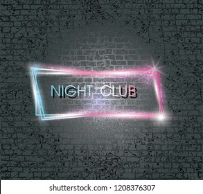 3d retro light signboard with glowing neon effect. Can be used as Night Club, Cinema, Casino  or other street Sign.