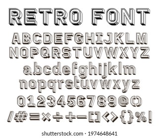 3d retro line font vector illustration.