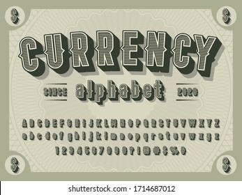 3D Retro Money Alphabet Design With Decorative Elements