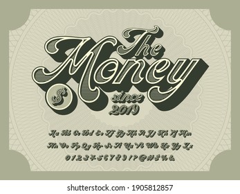 3D retro money alphabet design with decorative elements
