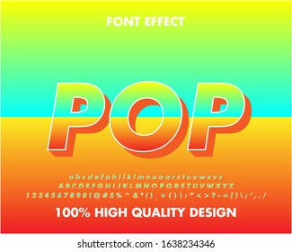 3D Retro Pop Text Effect Gradient Style. Premium Style