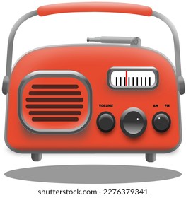Ilustración del vector de radio retro 3D aislada en fondo blanco