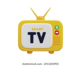 3D-Retro-Symbol für intelligentes Fernsehen, Vektorgrafik