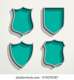 3d retro style four badges set