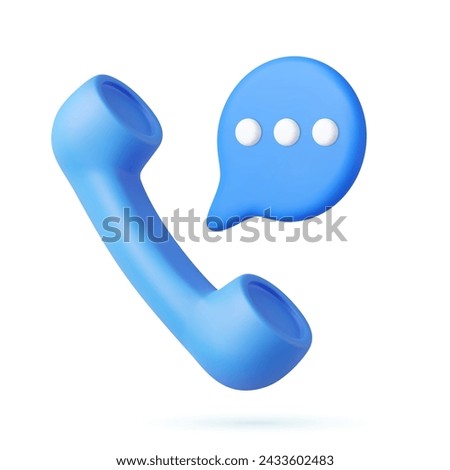 3d retro telephone receiver and speech bubble. Support, customer service, help, communication concept. 3d rendering. Vector illustration