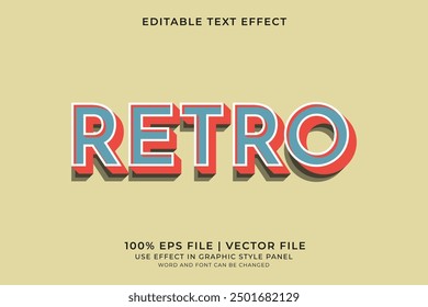 3D Retro Vintage Text effect editable vector