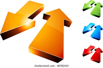 3D return arrows. Vector illustration.