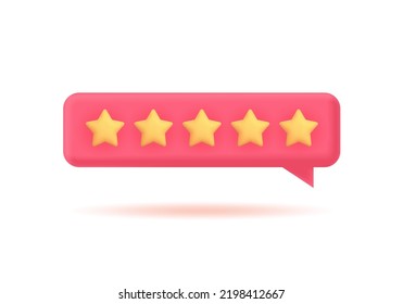 3d review concept, realistic yellow stars isolated on white background. Customer rating, feedback or achievement concept vector illustration