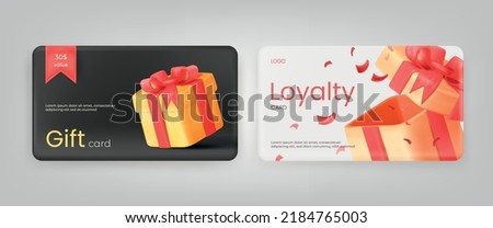 3d reward card. Gift bonus cards, loyalty program for clients or rewarded winner, referral experience cashback free coin ecommerce discount sale promotion, tidy vector illustration reward