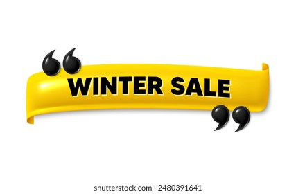 Anuncio de cinta 3d con comillas dobles. Venta de invierno. Oferta especial Precio de señal. Símbolo de descuentos de temporada fría. Mensaje de cinta de rebajas de invierno. Marcar Anuncio de marco con comillas. Vector