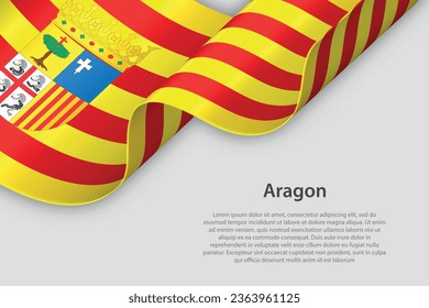 3.ª cinta con bandera Aragón. Comunidad autónoma española. aislado en fondo blanco con espacio de copia