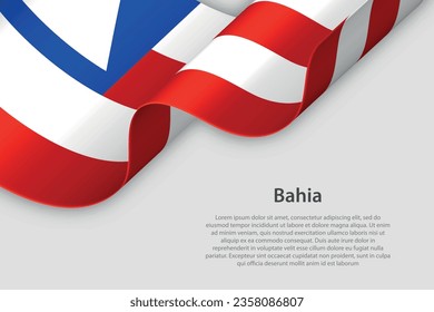 3d ribbon with flag Bahia. Brazilian state. isolated on white background with copyspace