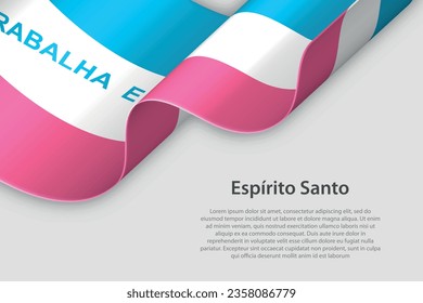 3.ª cinta con bandera Espíritu Santo. Estado brasileño. aislado en fondo blanco con espacio de copia