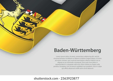 3d ribbon with flag Baden-Württemberg. German state. isolated on white background with copyspace