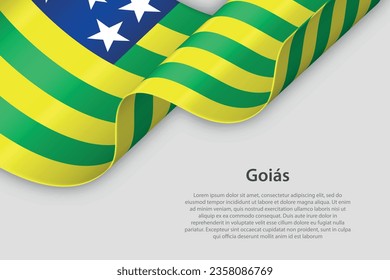 cinta 3d con la bandera Goias. Estado brasileño. aislado en fondo blanco con espacio de copia