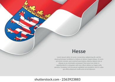 3d ribbon with flag Hesse. German state. isolated on white background with copyspace