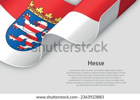 3d ribbon with flag Hesse. German state. isolated on white background with copyspace