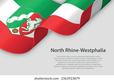 3d ribbon with flag North Rhine-Westphalia. German state. isolated on white background with copyspace