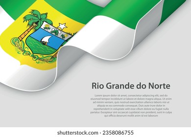 3D Band mit der Flagge Rio Grande do Norte. brasilianischer Staat. einzeln auf weißem Hintergrund mit Kopienraum